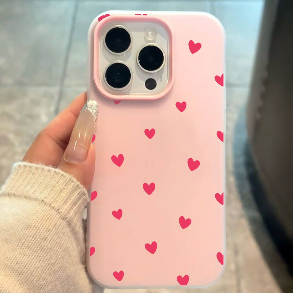 Phone Accessories Red - Red Love Heart Pattern Phone Case