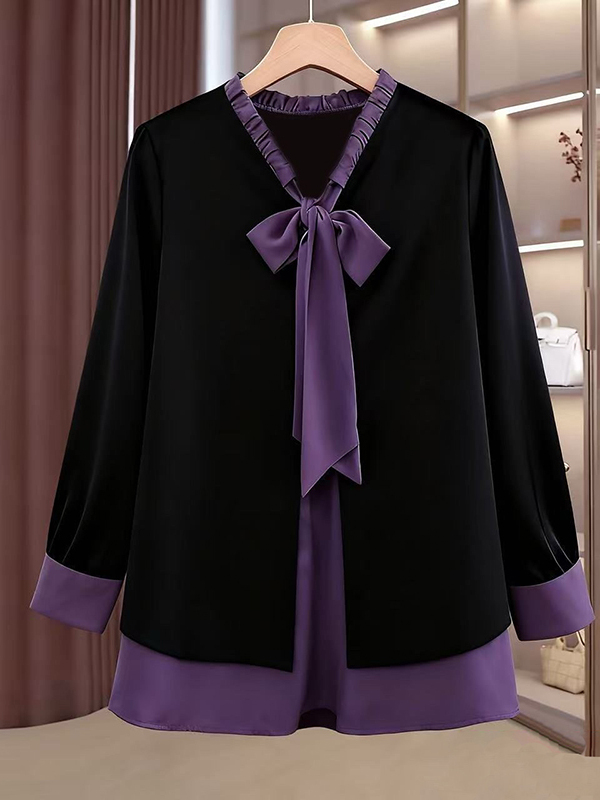 Phone Accessories On Top - Fashionable Long Sleeve Sash Base Shirt