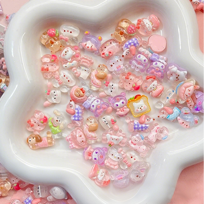 Phone Accessories Clipart - 10-100pcs mini smooth transparent mixed resin