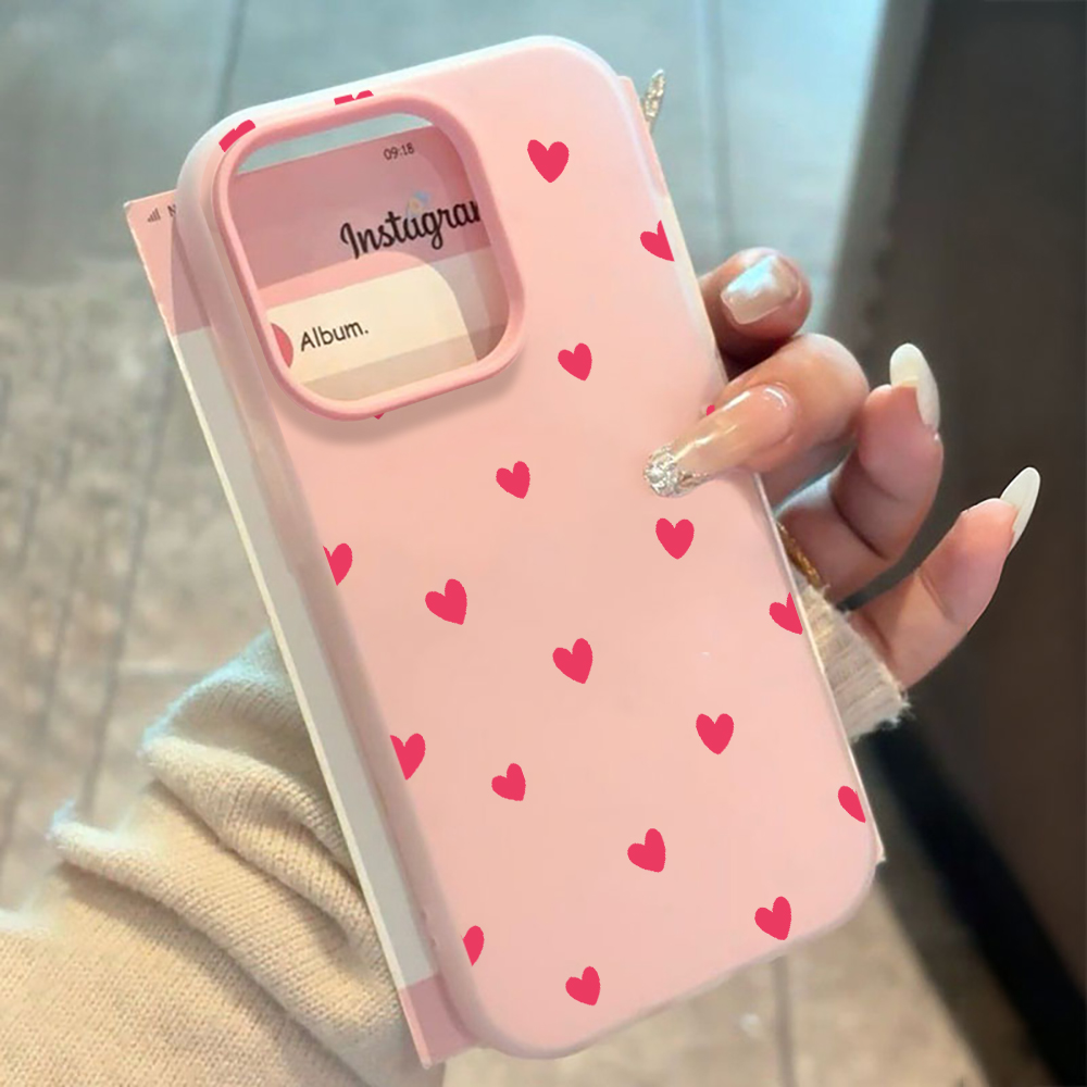 Red Love Heart Pattern Phone C - огляд і ціна Phone Accessories Red