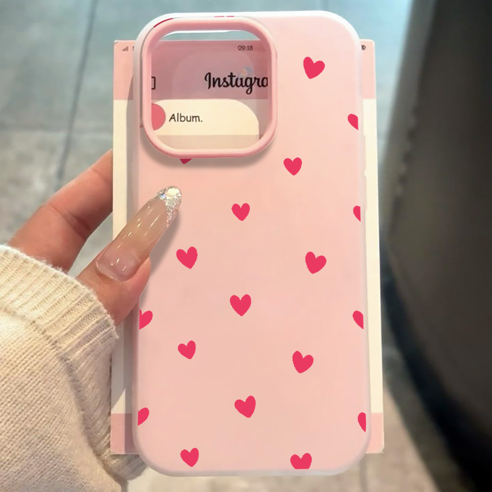 Red Love Heart Pattern Phone C - огляд і ціна Phone Accessories Red