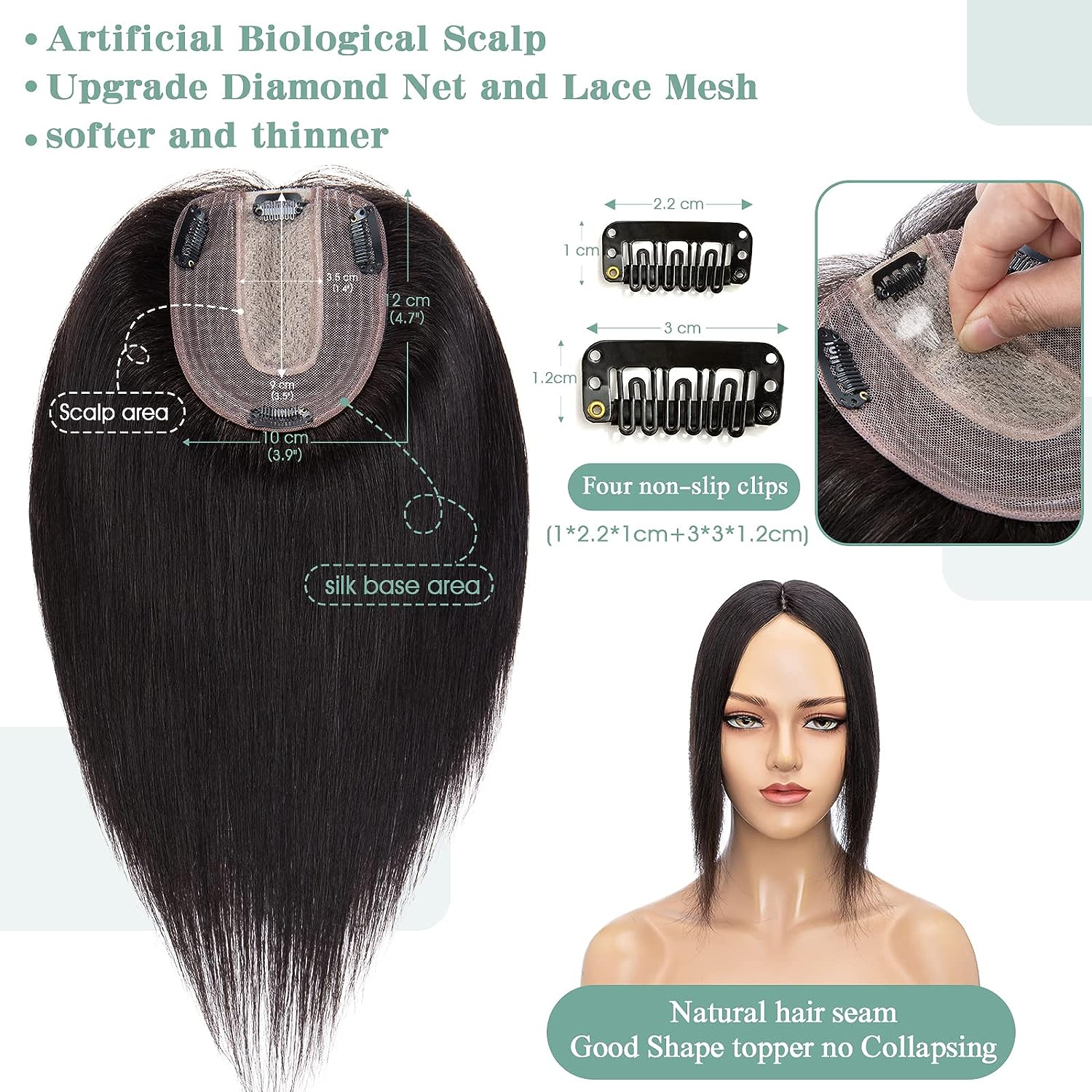 Women Topper Human Hair Straig - огляд і ціна Phone Accessories On Top