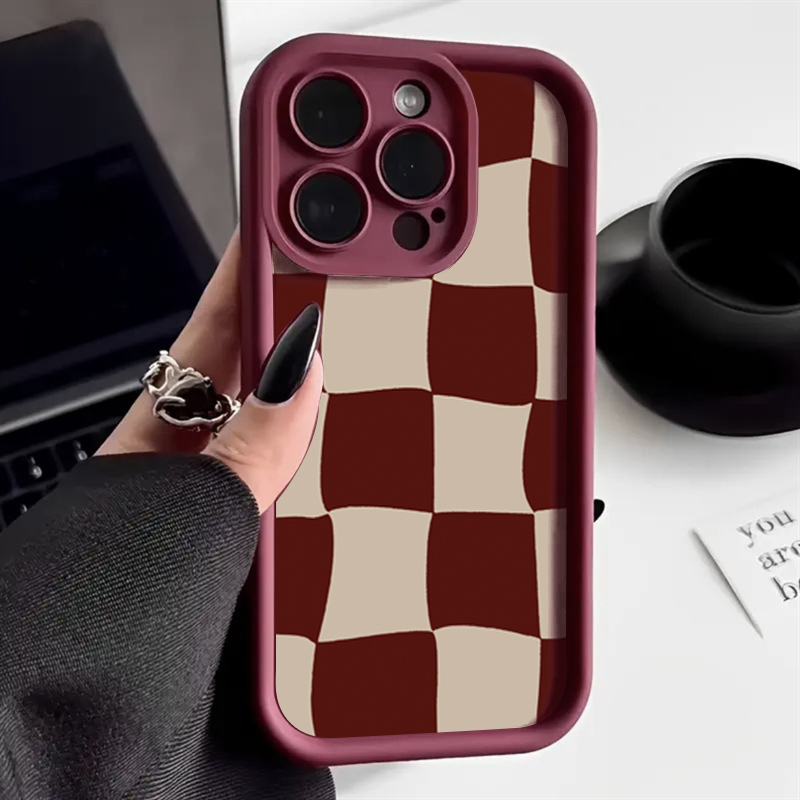 Wine Red Deform Grid Pattern P - огляд і ціна Phone Accessories Red