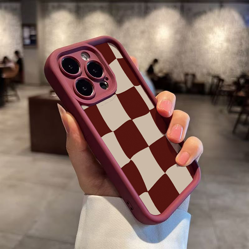 Wine Red Deform Grid Pattern P - огляд і ціна Phone Accessories Red