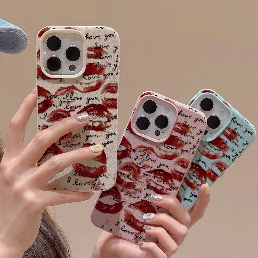 Bright Red Lips Leather Phone  - огляд і ціна Phone Accessories Red