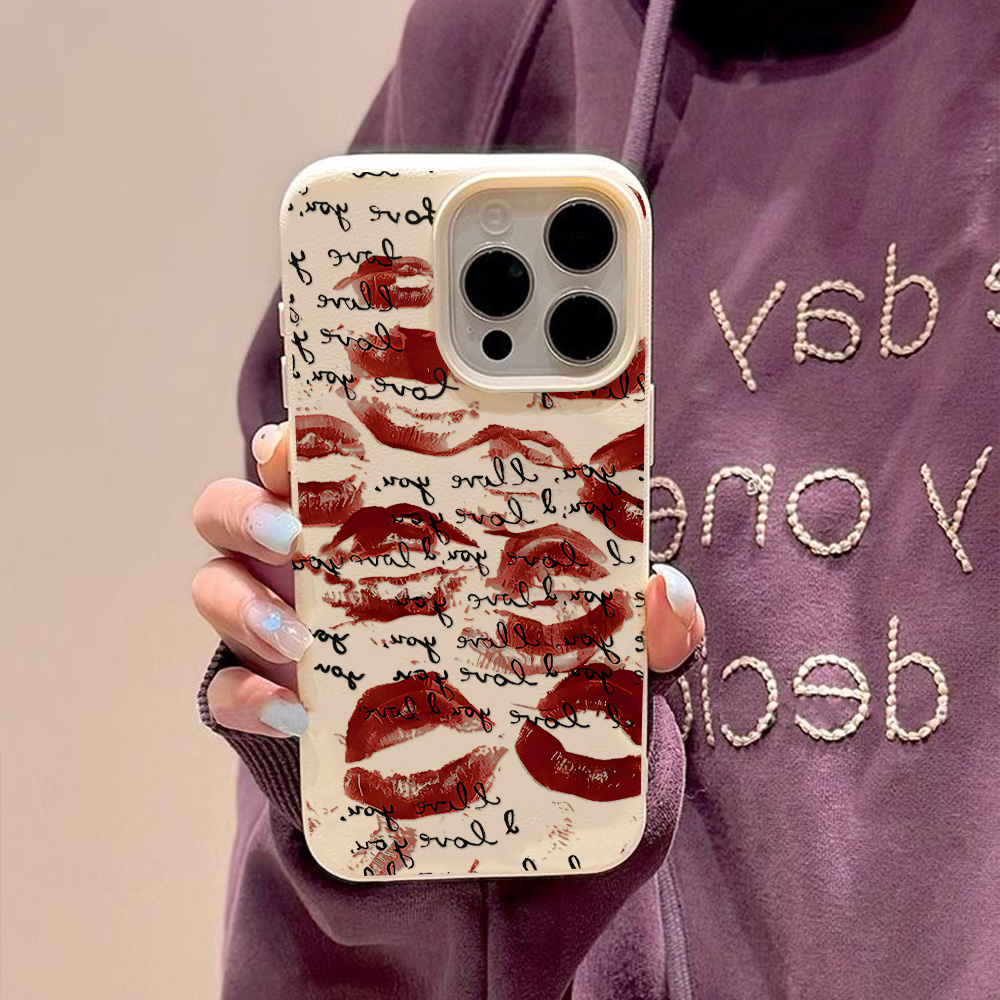 Bright Red Lips Leather Phone  - огляд і ціна Phone Accessories Red