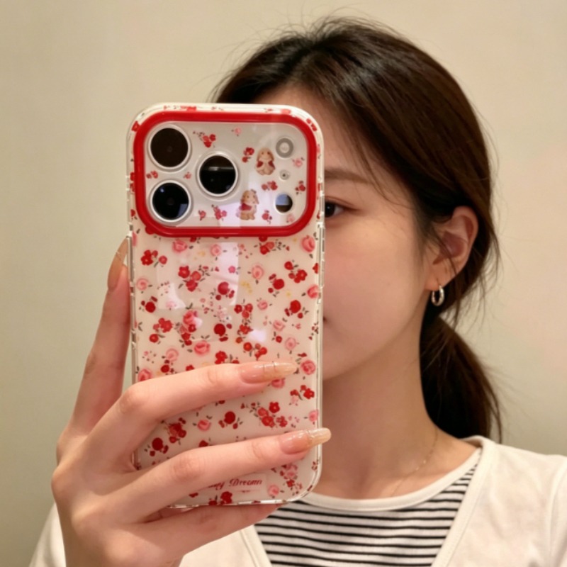Lovely Cartoon Red Flowers Pat - огляд і ціна Phone Accessories Red
