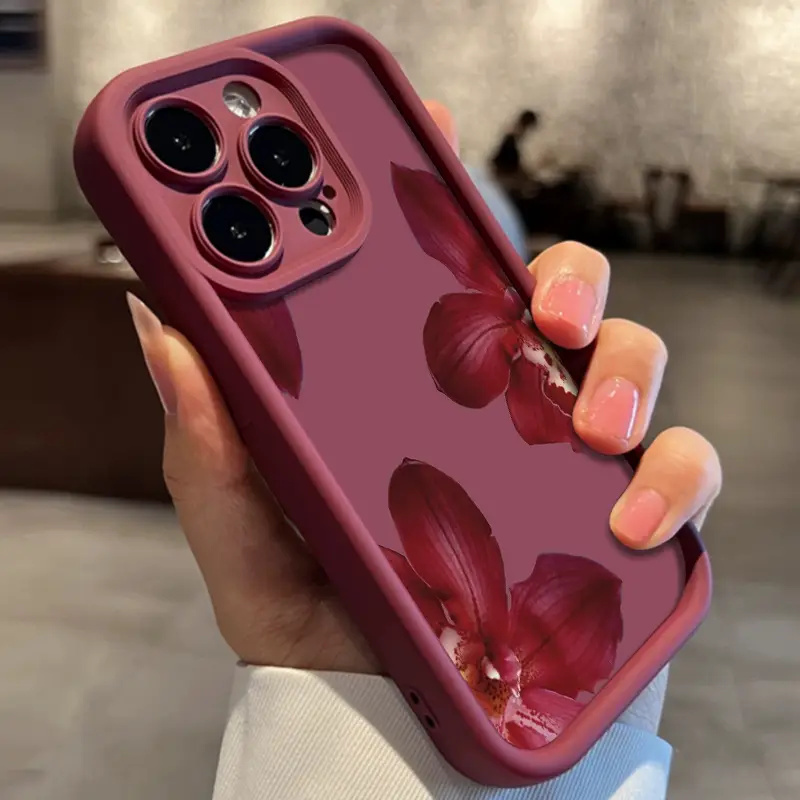 Wine Red Orchid Flower Pattern - огляд і ціна Phone Accessories Red